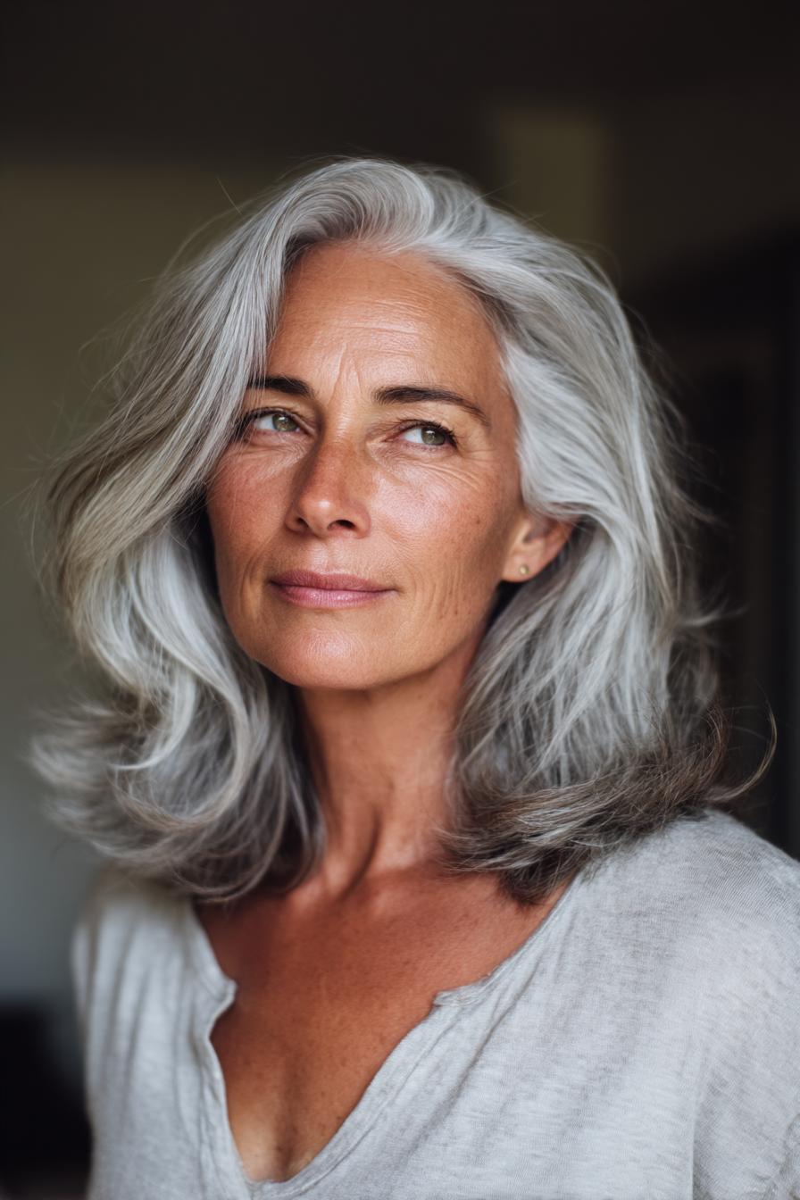 Soft Silver Waves Flowing