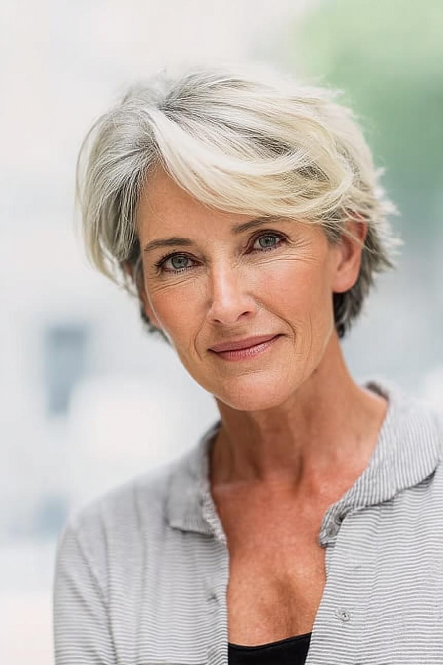Chic Layered Gray Pixie