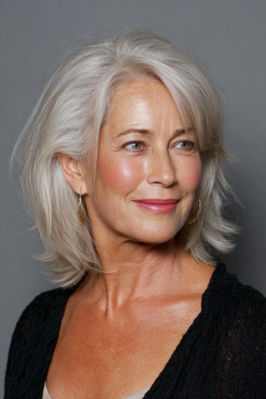 Elegant Layered White Hair