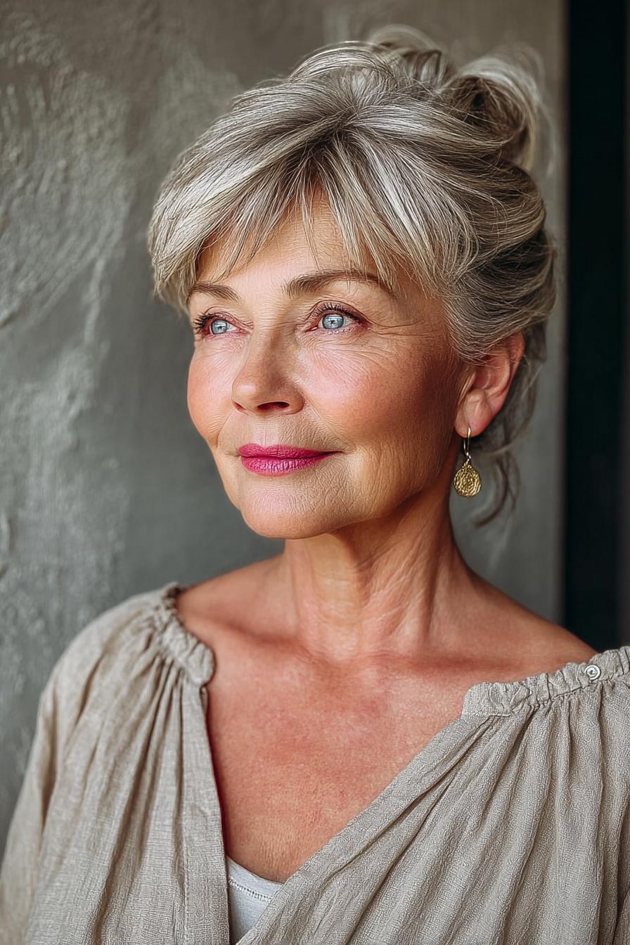 Graceful Silver-Haired Beauty