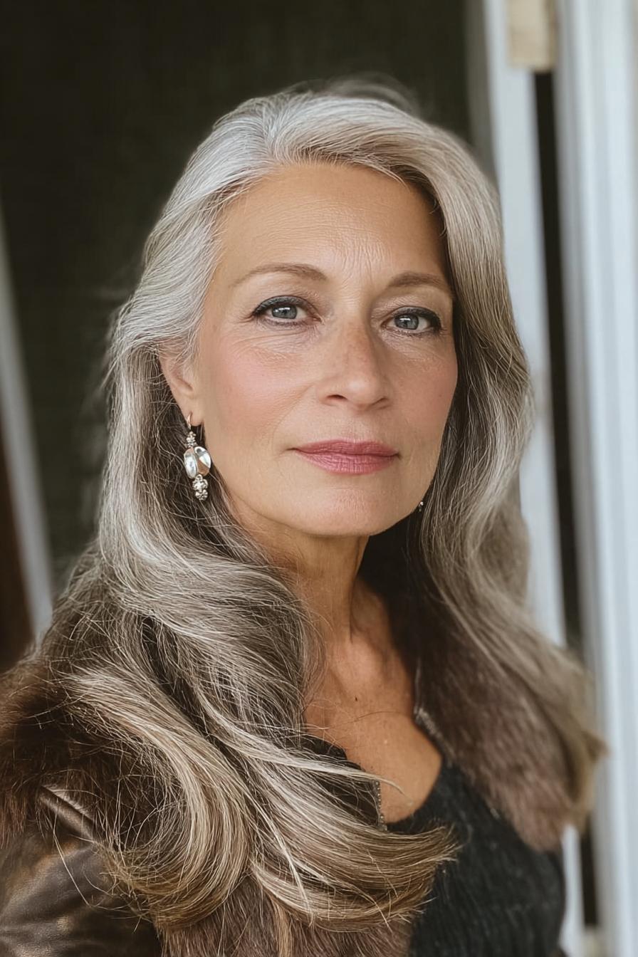Silky Silver Waves Flowing