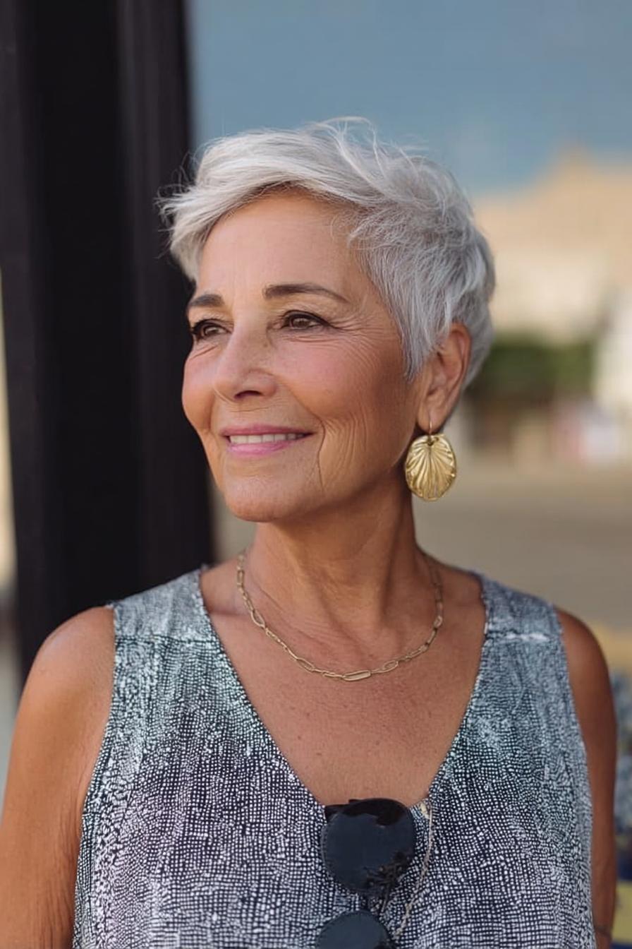 Silver-Haired Pixie Elegance
