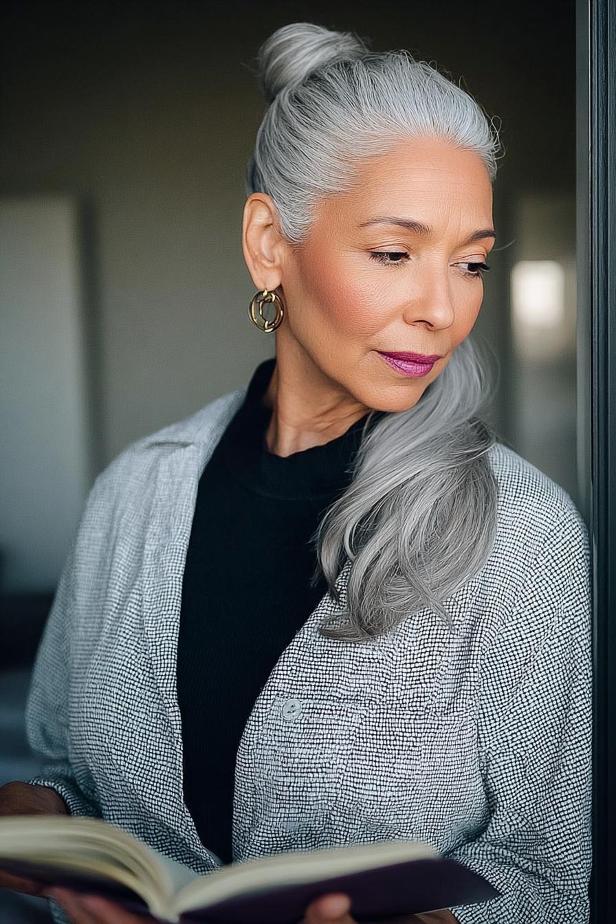 Silver Waves Half-Up Elegance