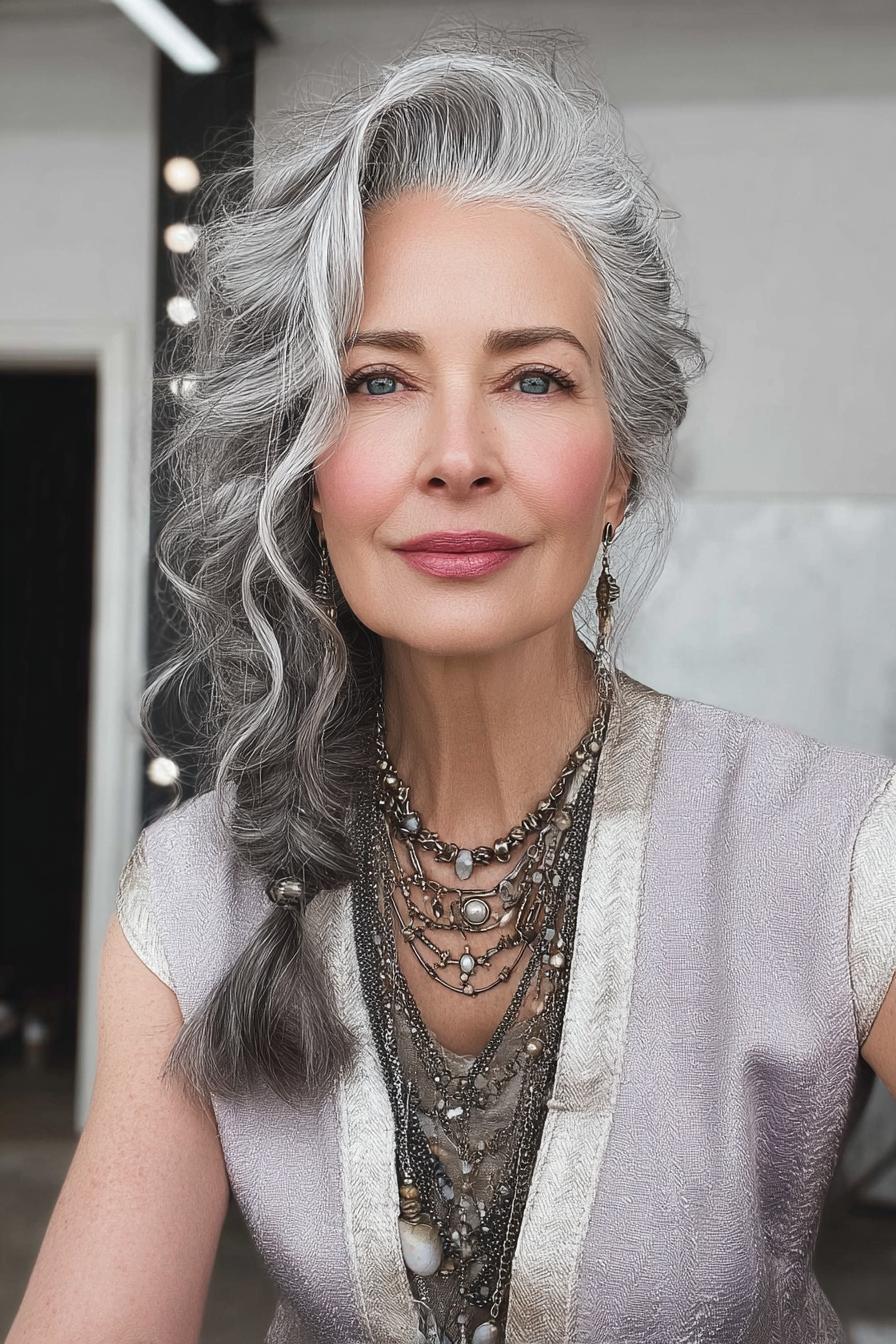 Silver Waves Side Braid