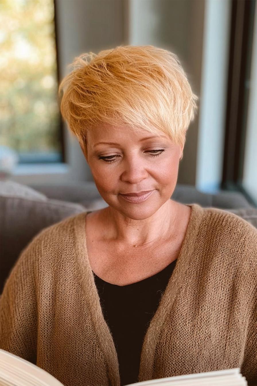 Golden Blonde Pixie Elegance