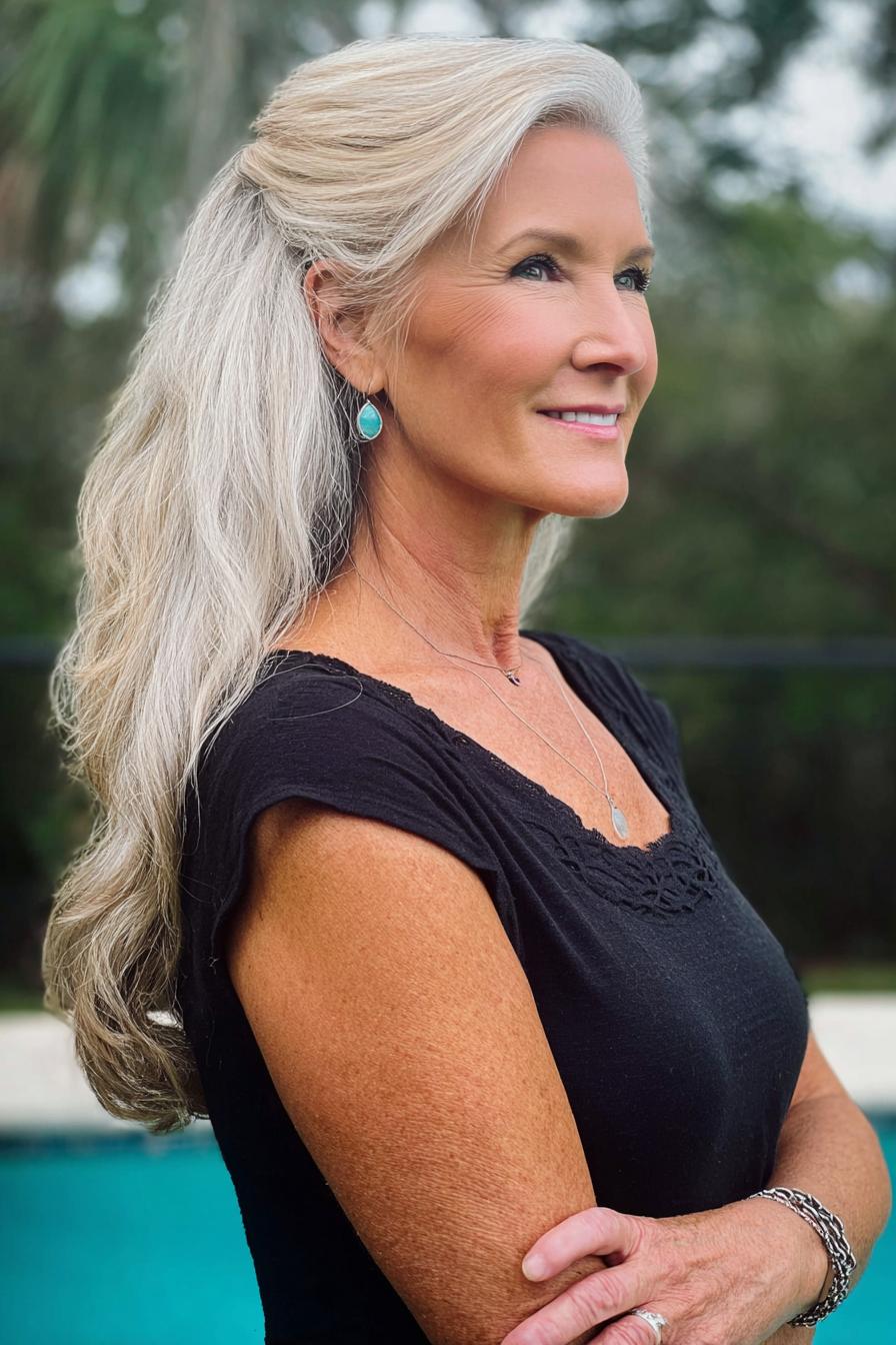 Graceful Silver Waves Flow