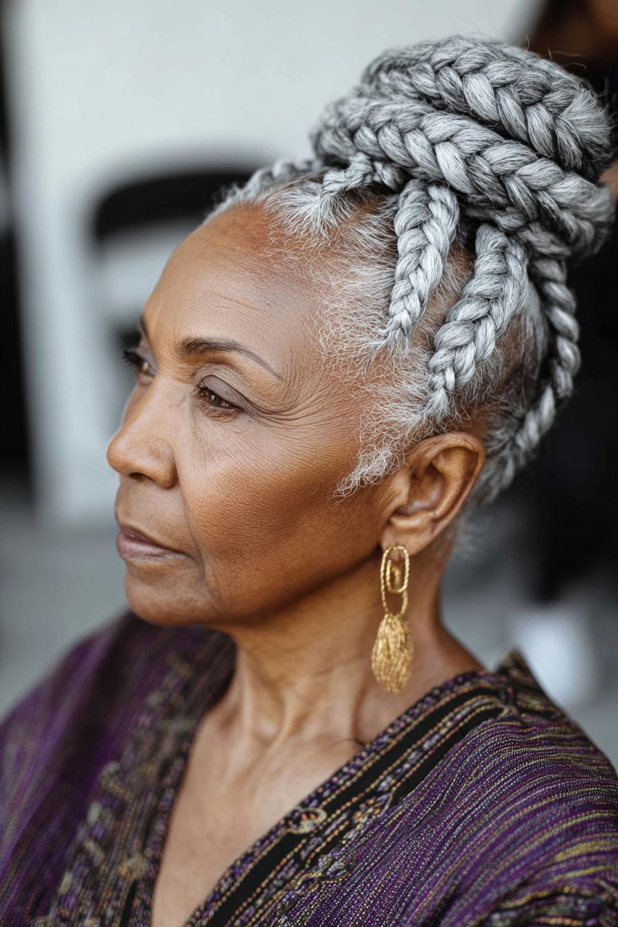 silver elegance in braids