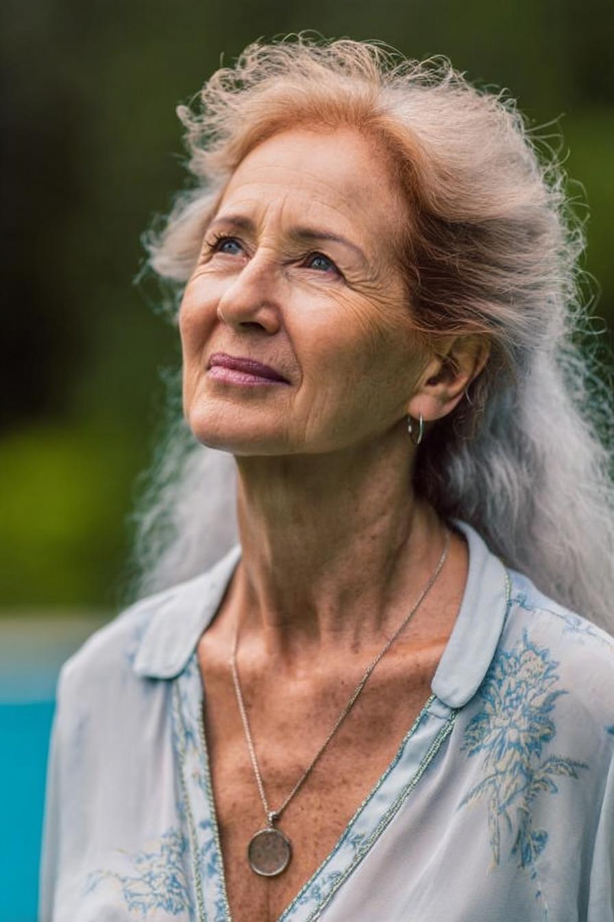 Silver Tresses Flowing Gracefully
