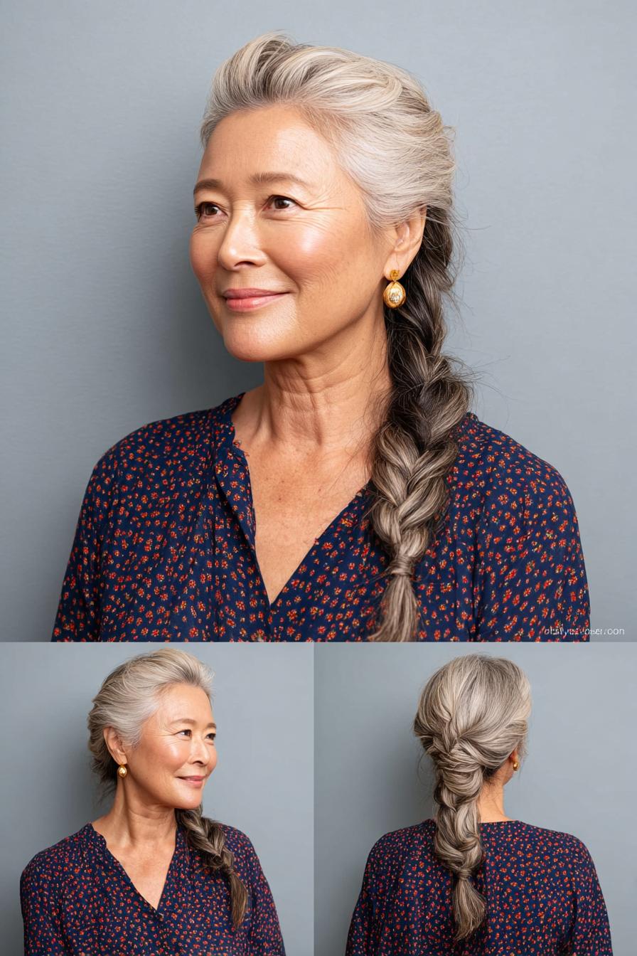 Graceful Gray Side Braid