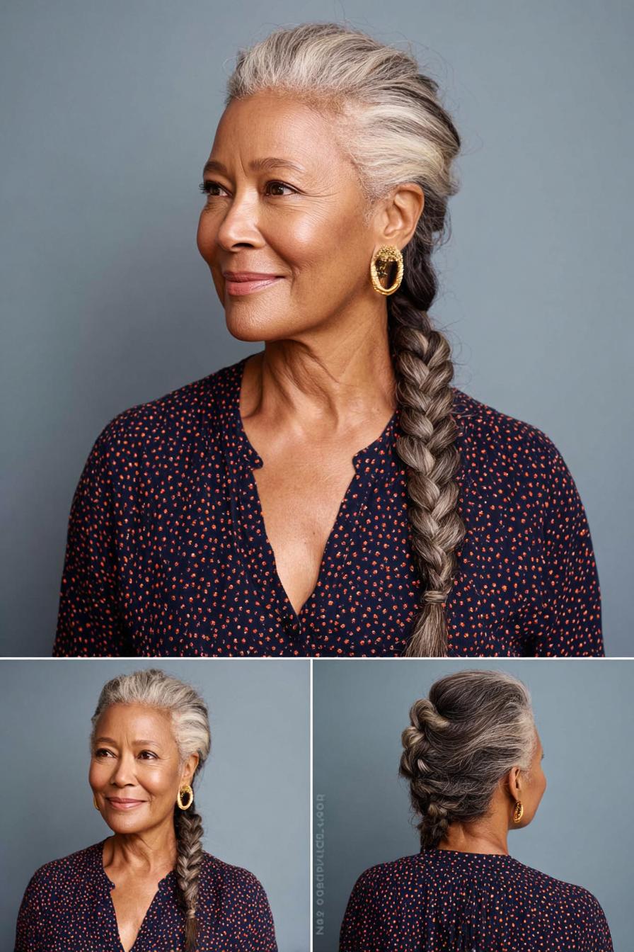Silver Elegance in Braids