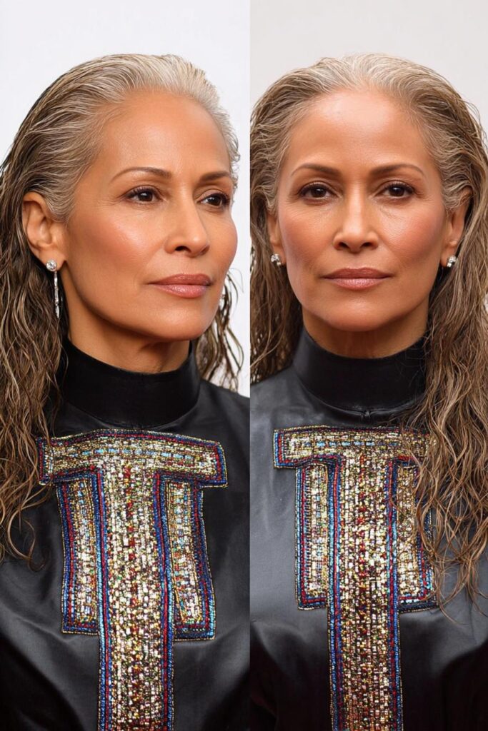 sleek brushed back waves