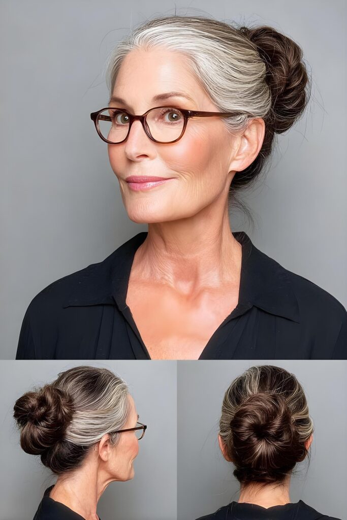 elegant low bun glow
