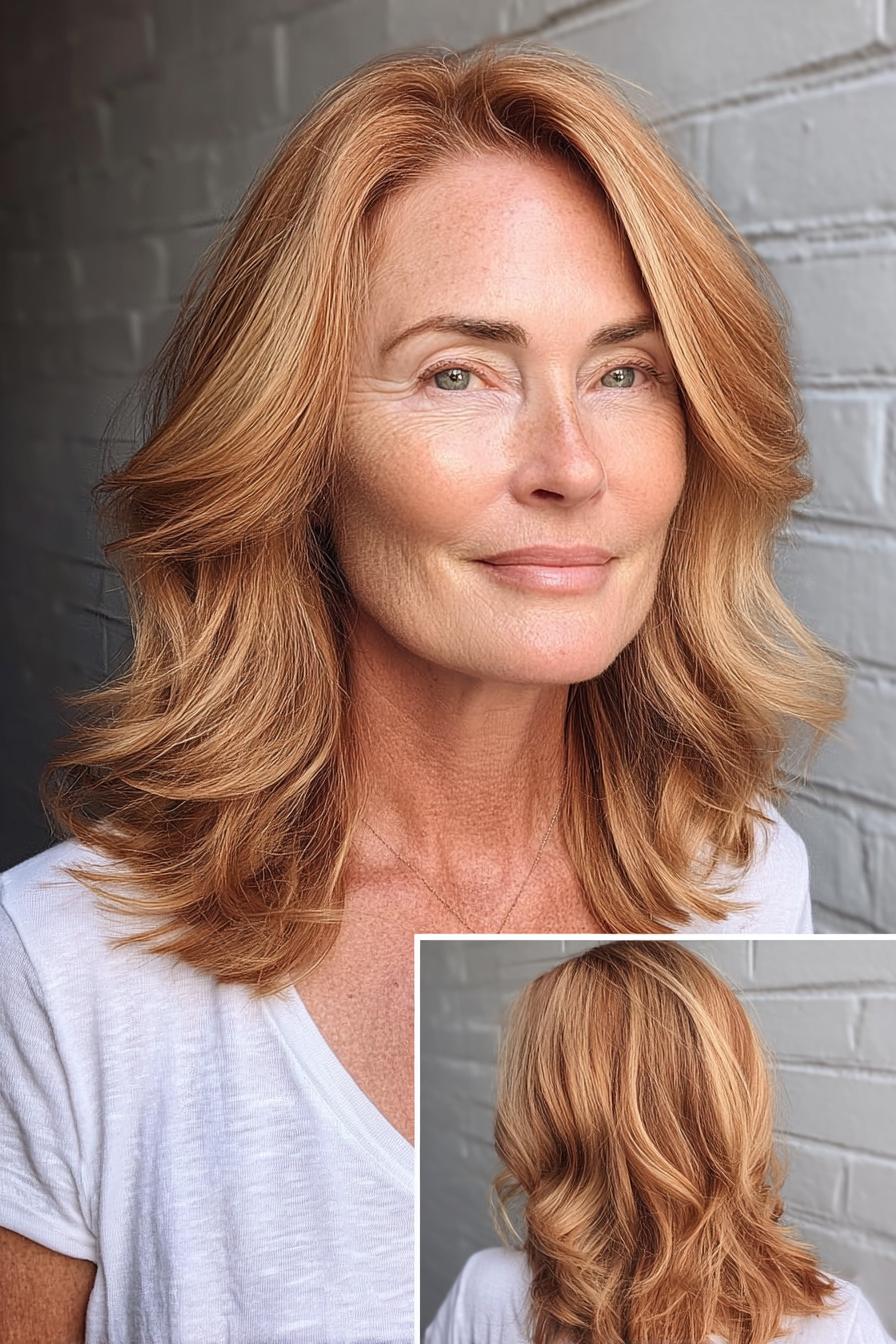 Bouncy Coppery Blonde Layers
