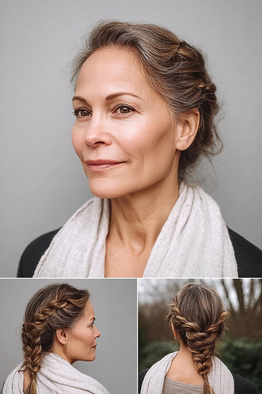 Braided crown low bun