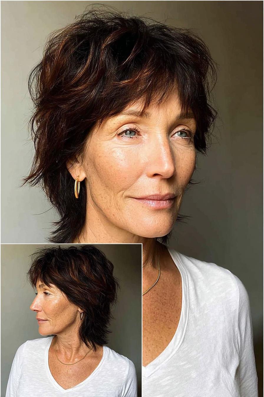 Feathered shag with wispy bangs