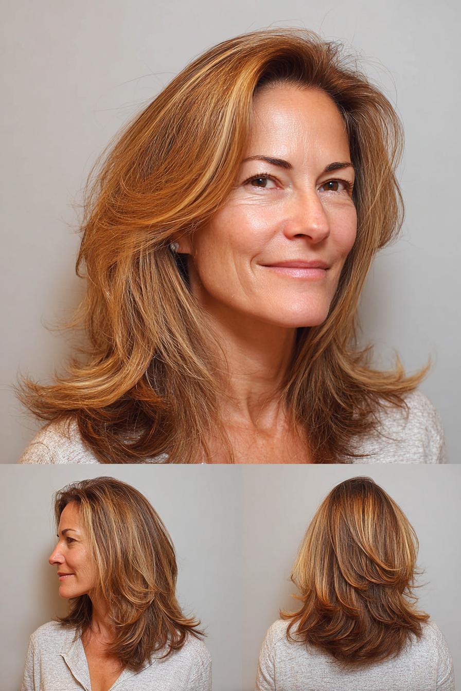 Honey blonde layered volume