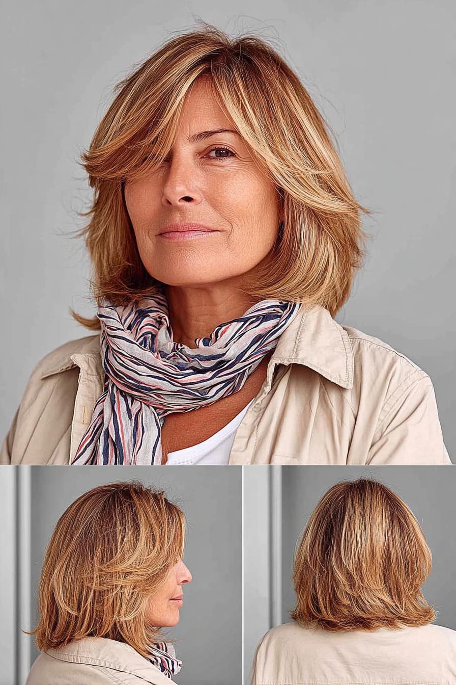 Side Swept Honey Blonde Layers