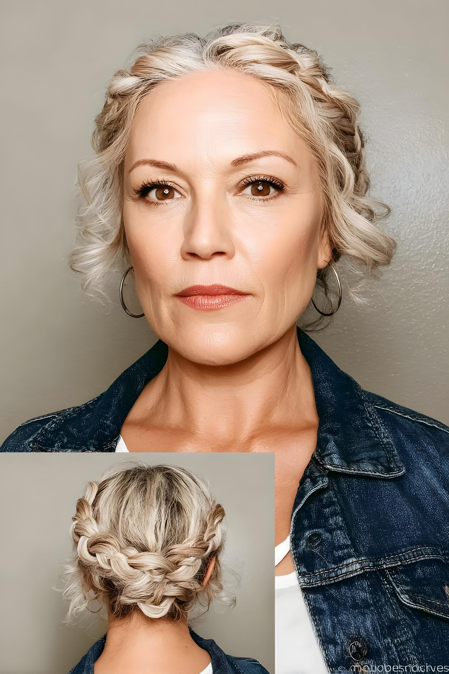 silver blonde braided updo