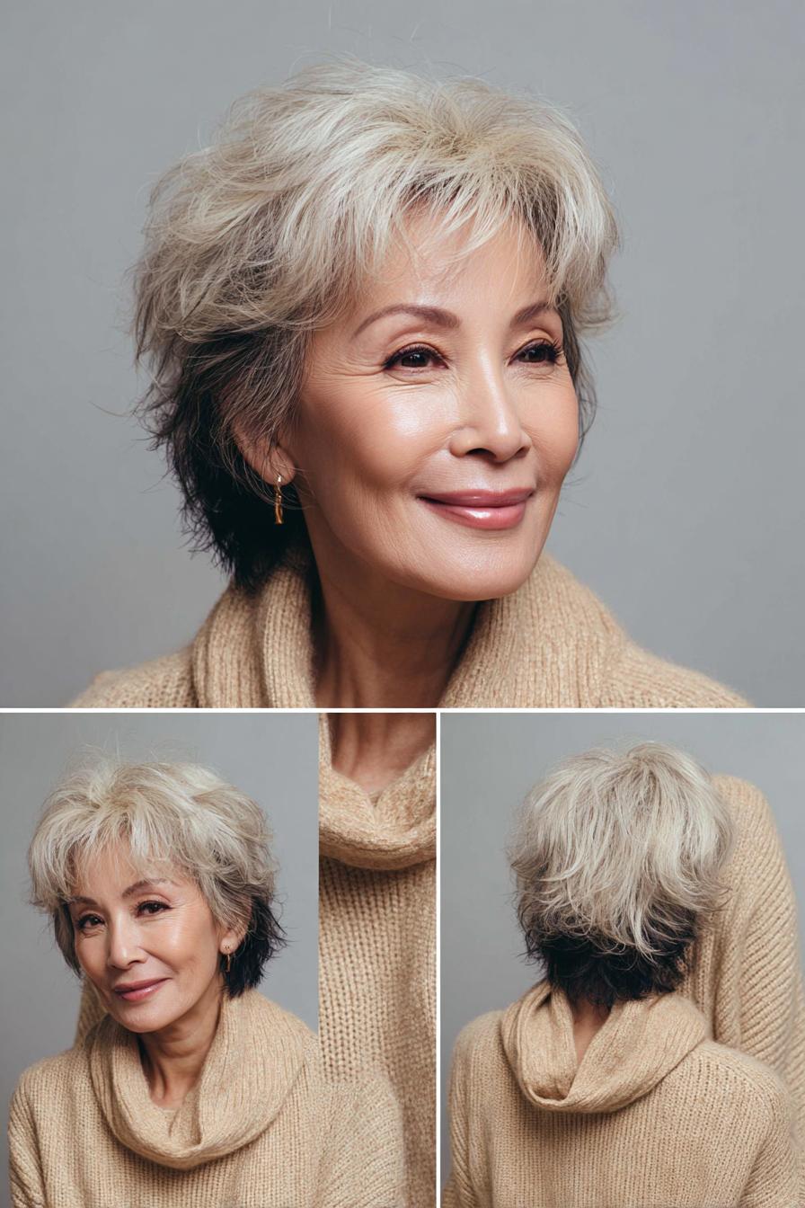 Silvery Tousled Pixie Layers