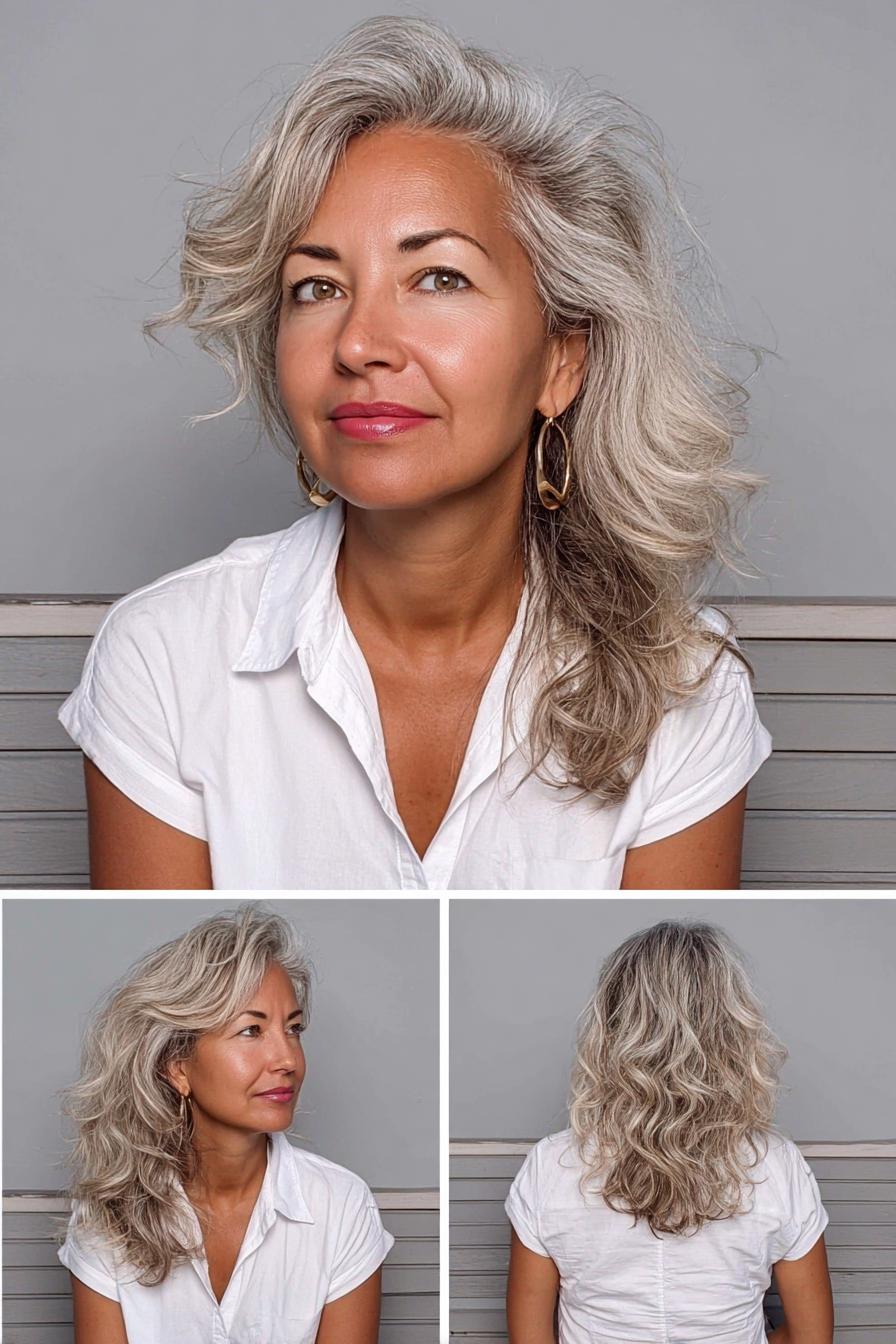 Soft Silver Wavy Bangs