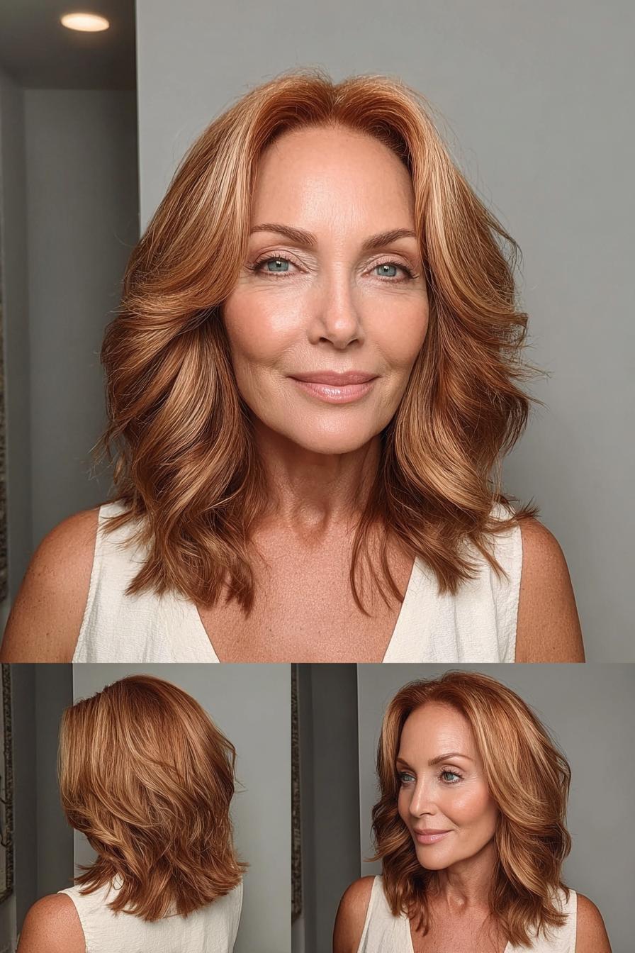 Sunlit Copper Blonde Bob