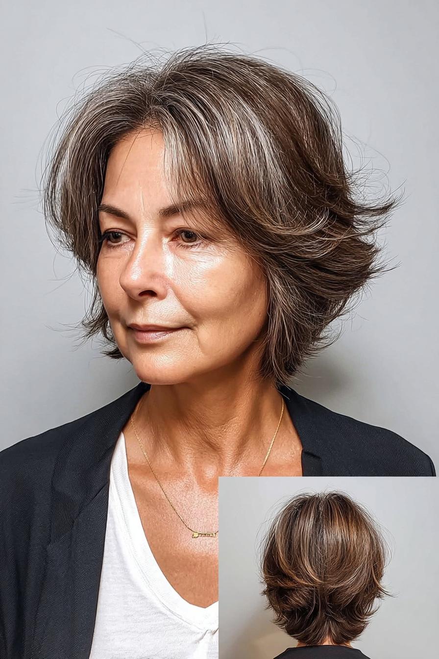 Textured chin-length layered bob