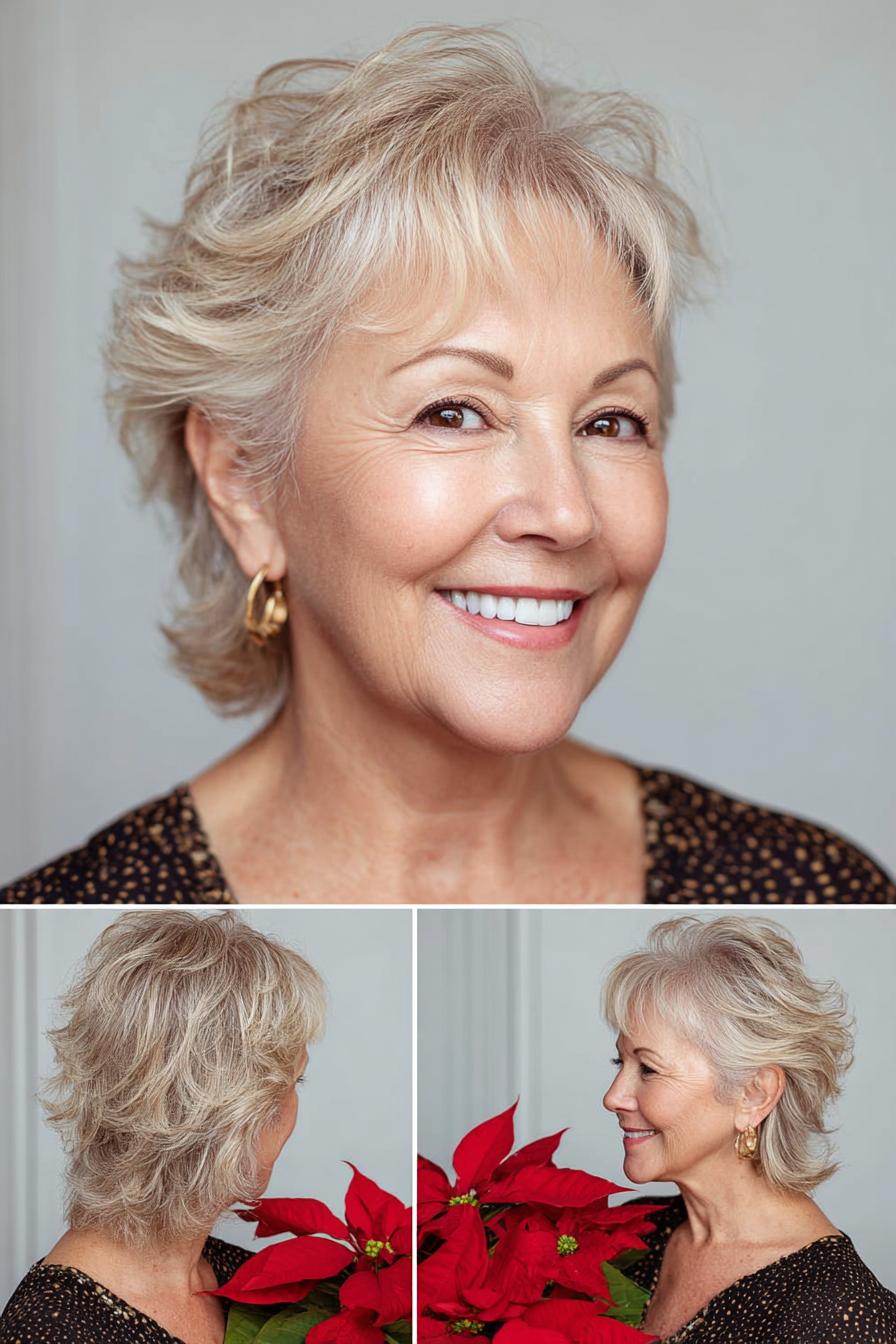 Feathered Silver Shag Bob