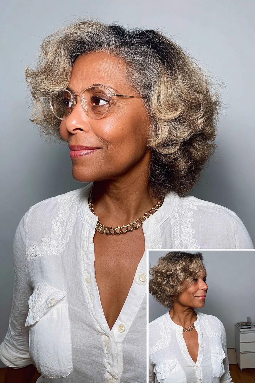 Graceful silver layered curls