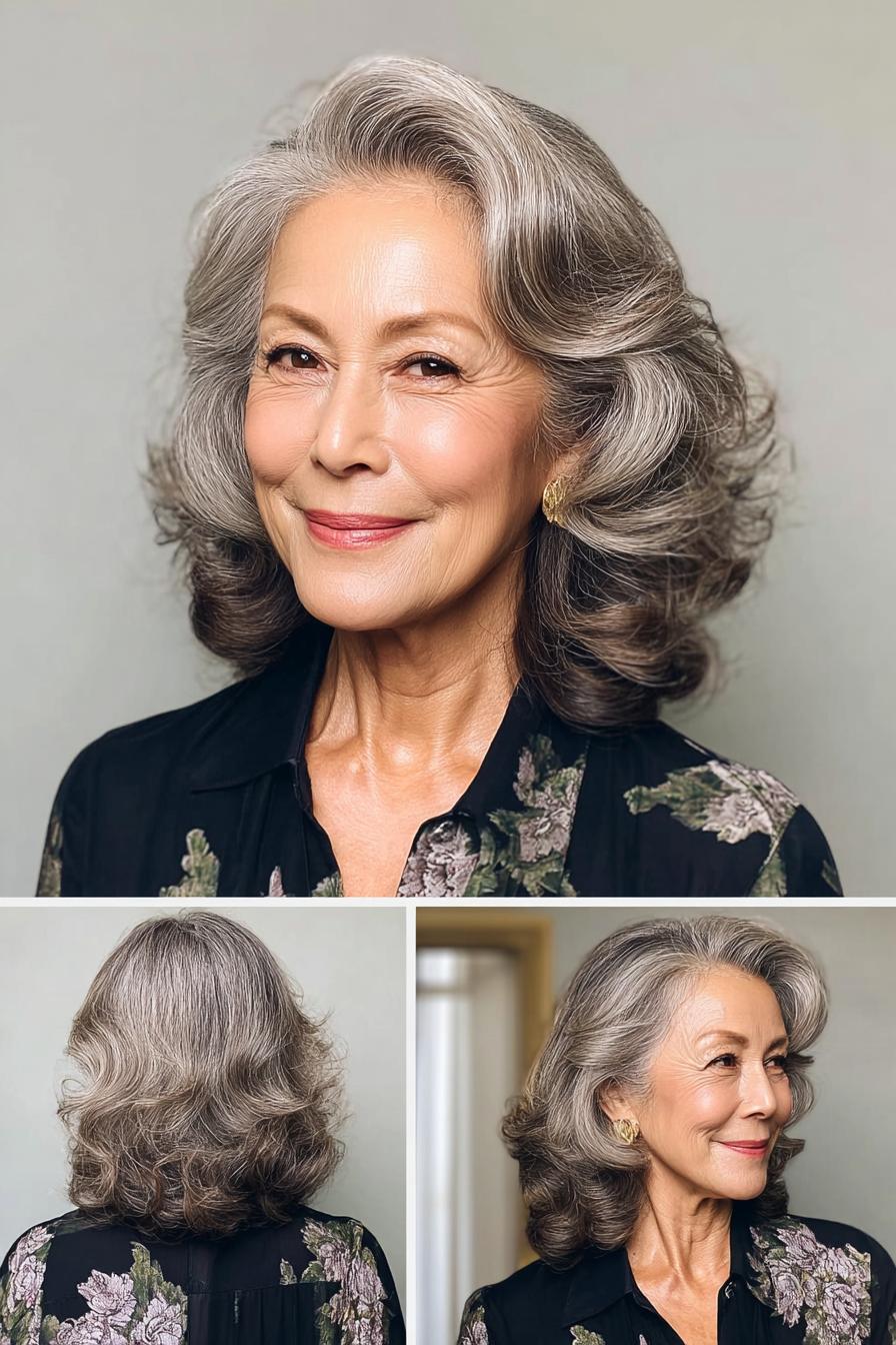 Graceful Silver Layered Hair