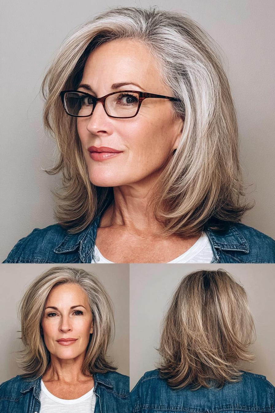 Silver ash layered bob