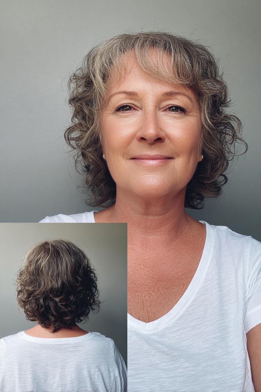 Soft Gray Curly Bob