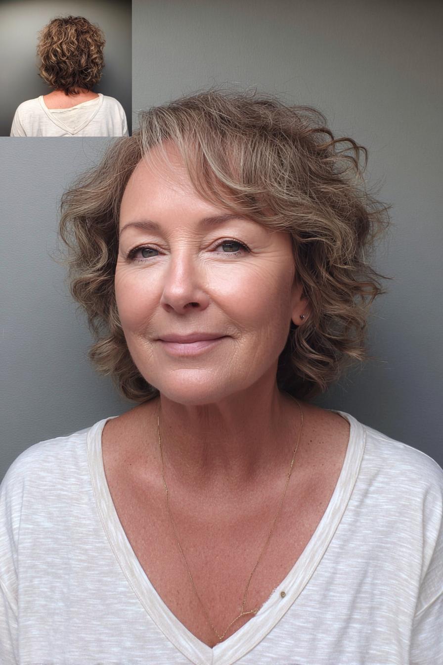 Soft Highlighted Curly Bob