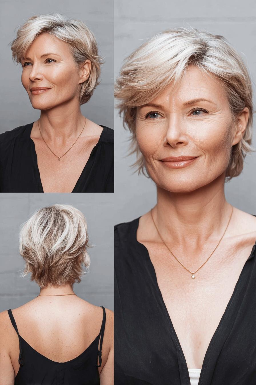 Soft layered blonde bob