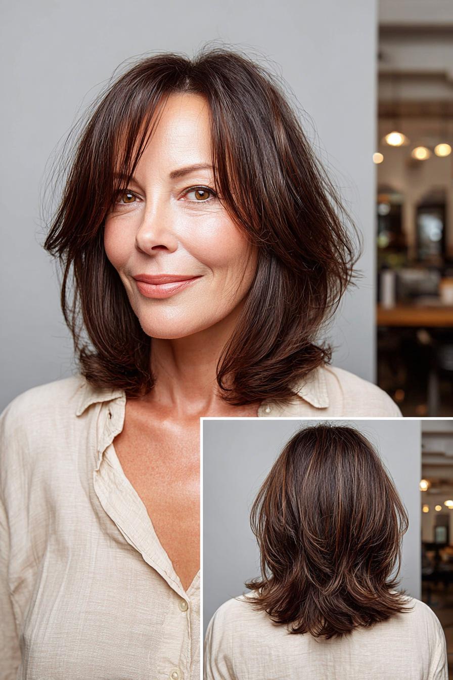 Soft Layered Windswept Bangs