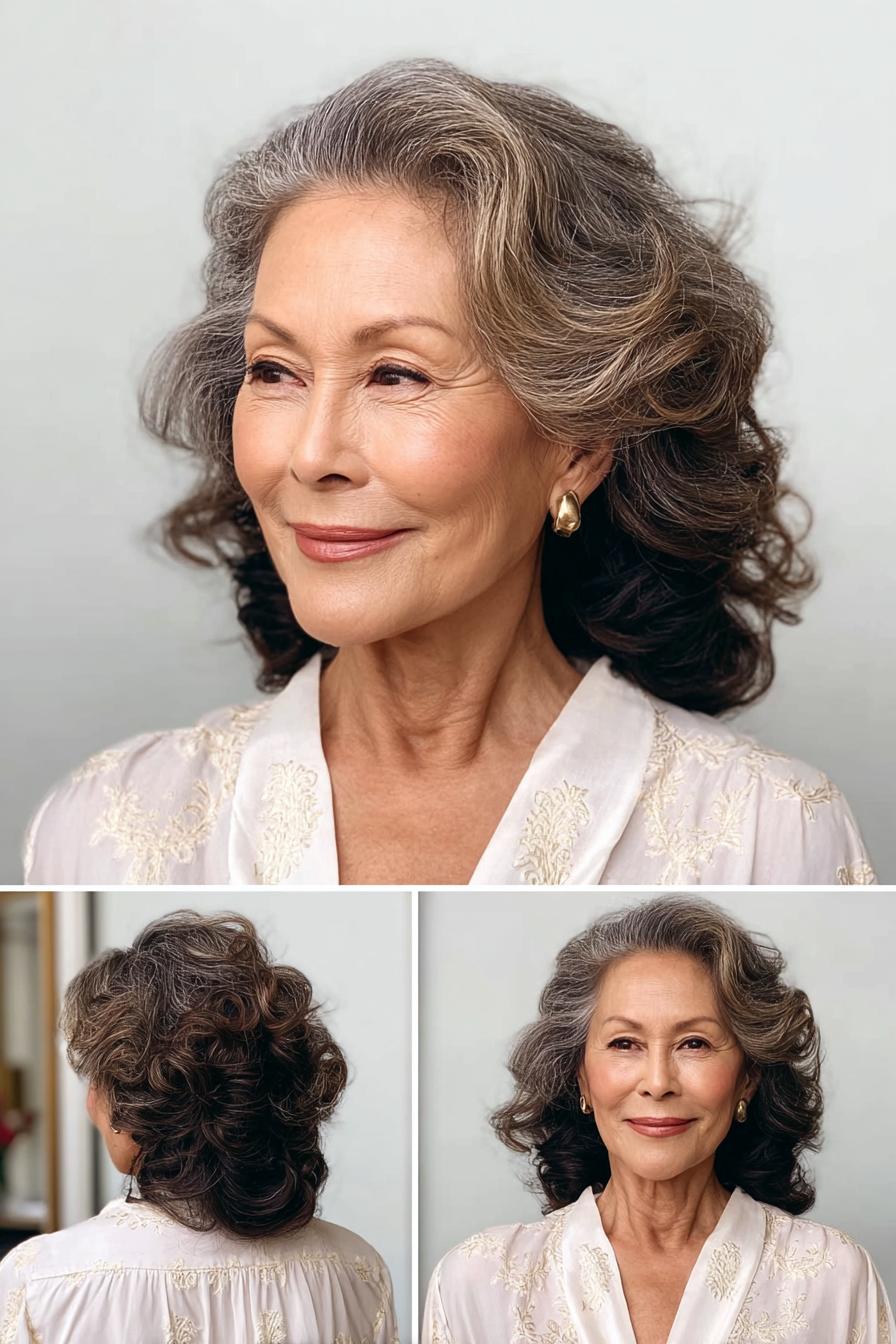 Soft silver curls elegance