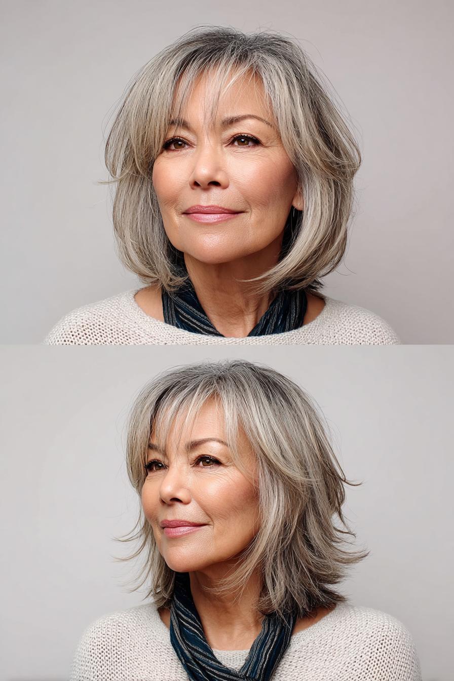 Soft silver feathered layers