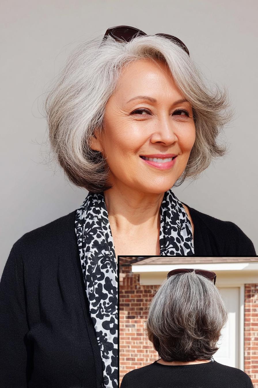 Soft Silver Layered Bob