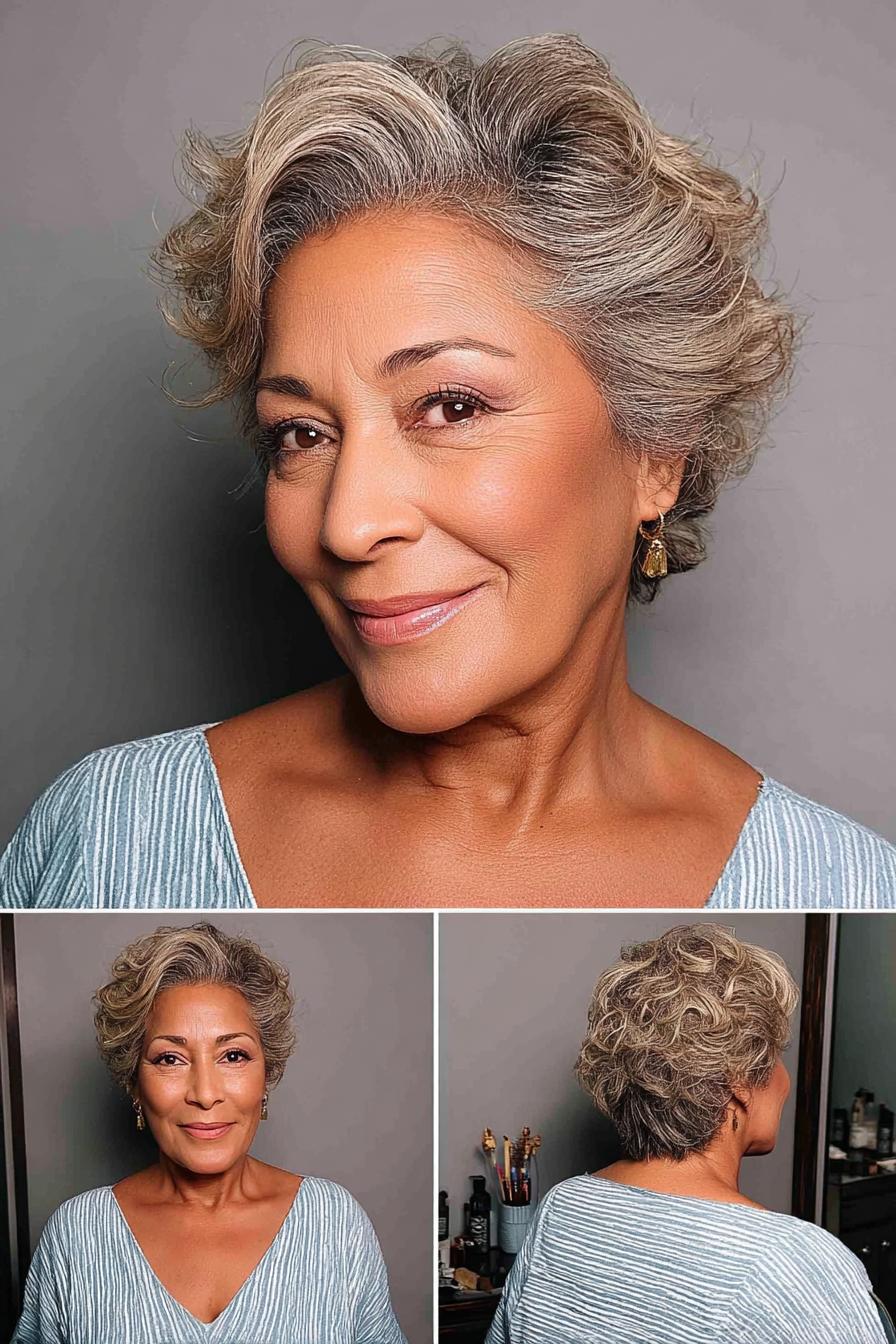 Swept Back Silver Curls