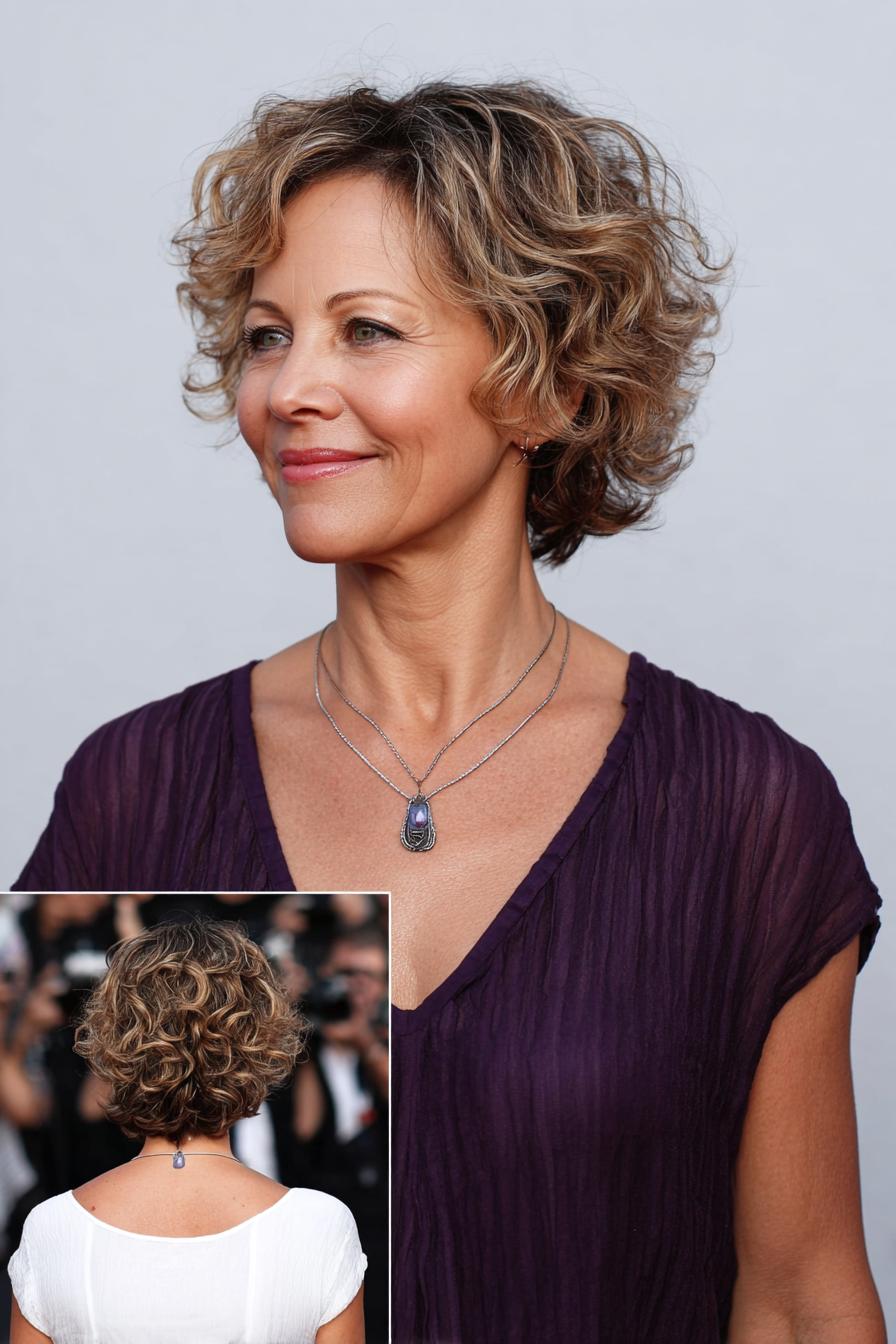 Tousled Chin Length Curly Bob
