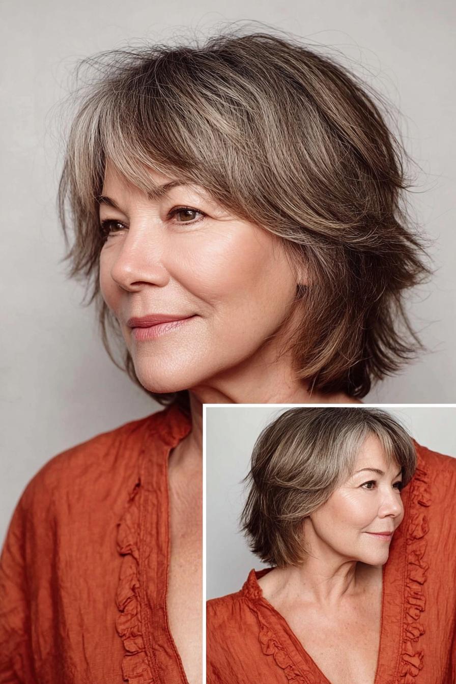 Chic Feathered Gray Bob