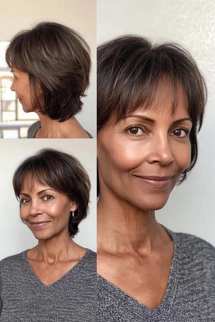 Feathered Bob Curtain Bangs