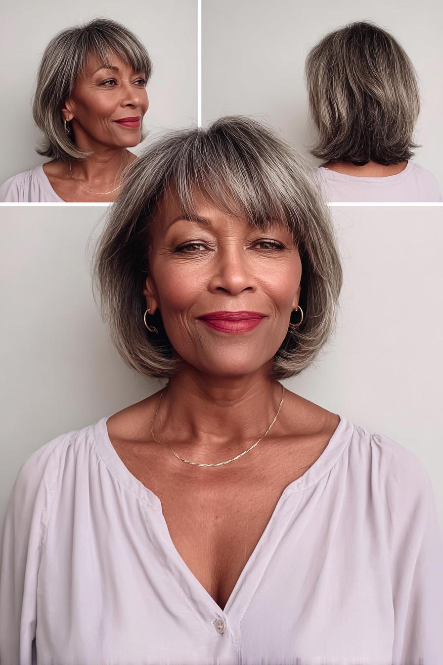 Graceful Gray Layered Bob