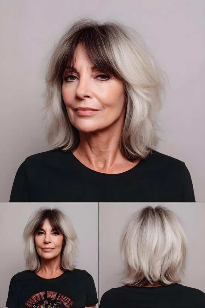 smoky brunette silver shag