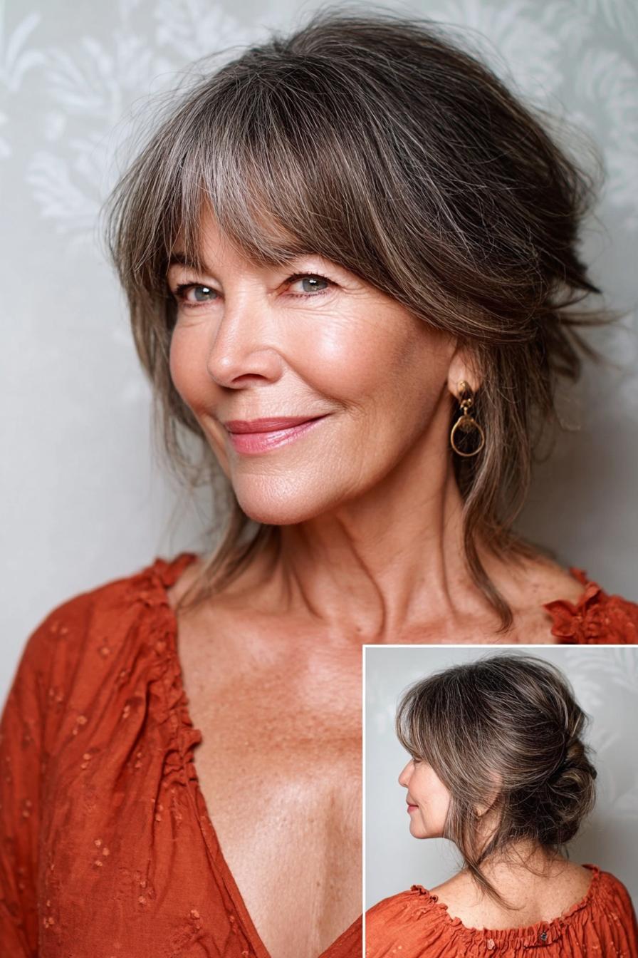 Soft Gray Low Bun Elegance