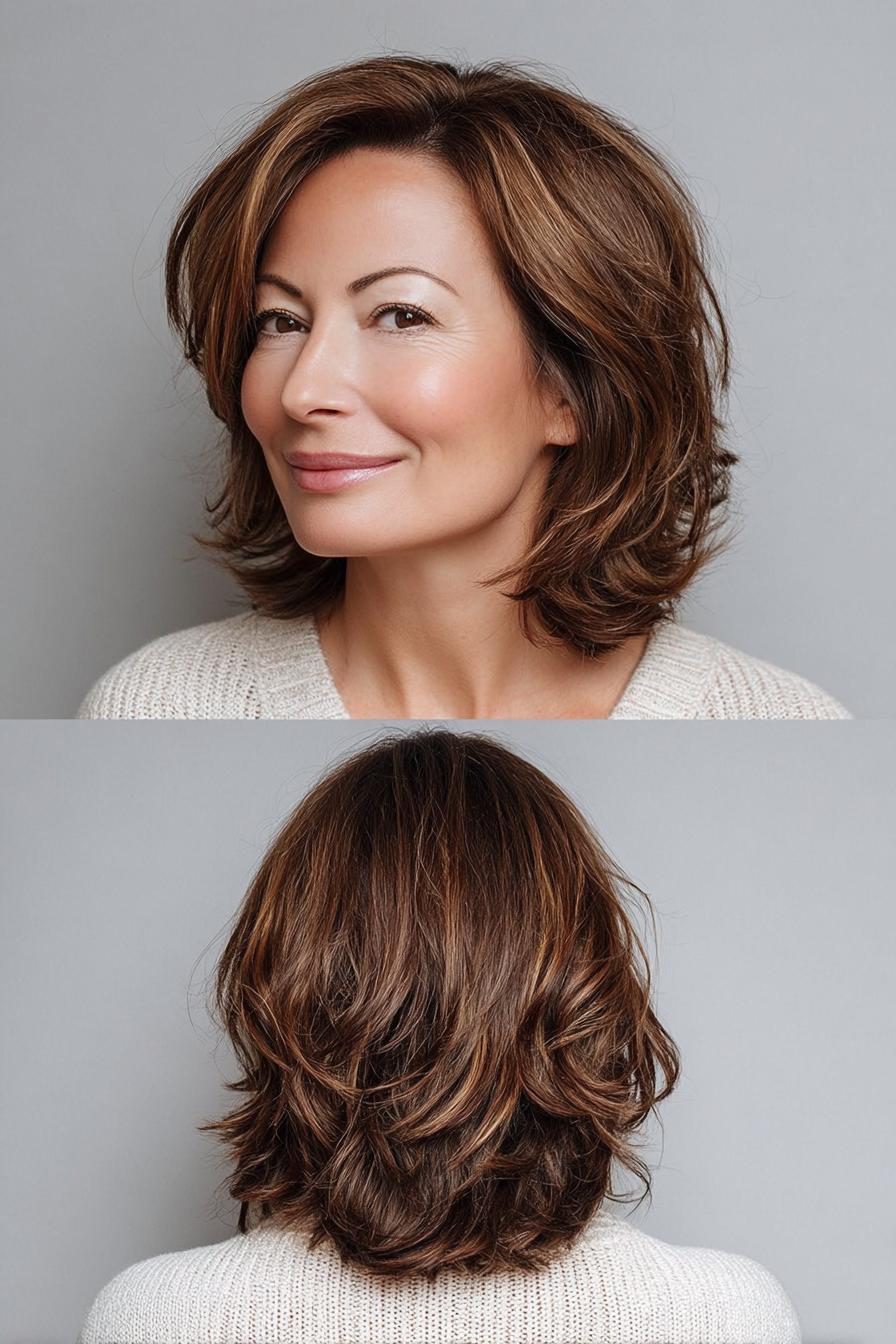 Soft Layered Chestnut Bob