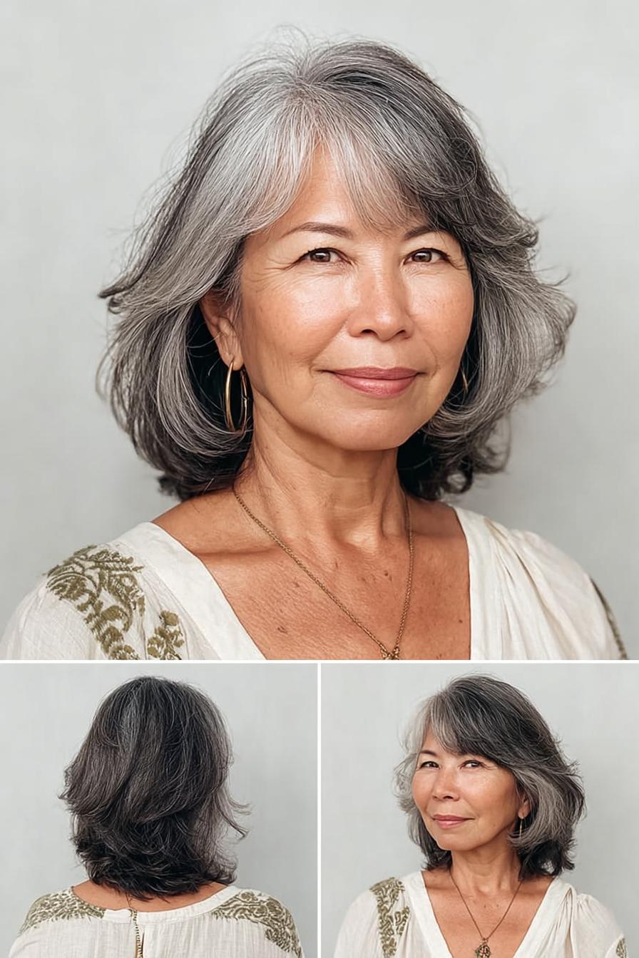 Soft Silver Layered Bob