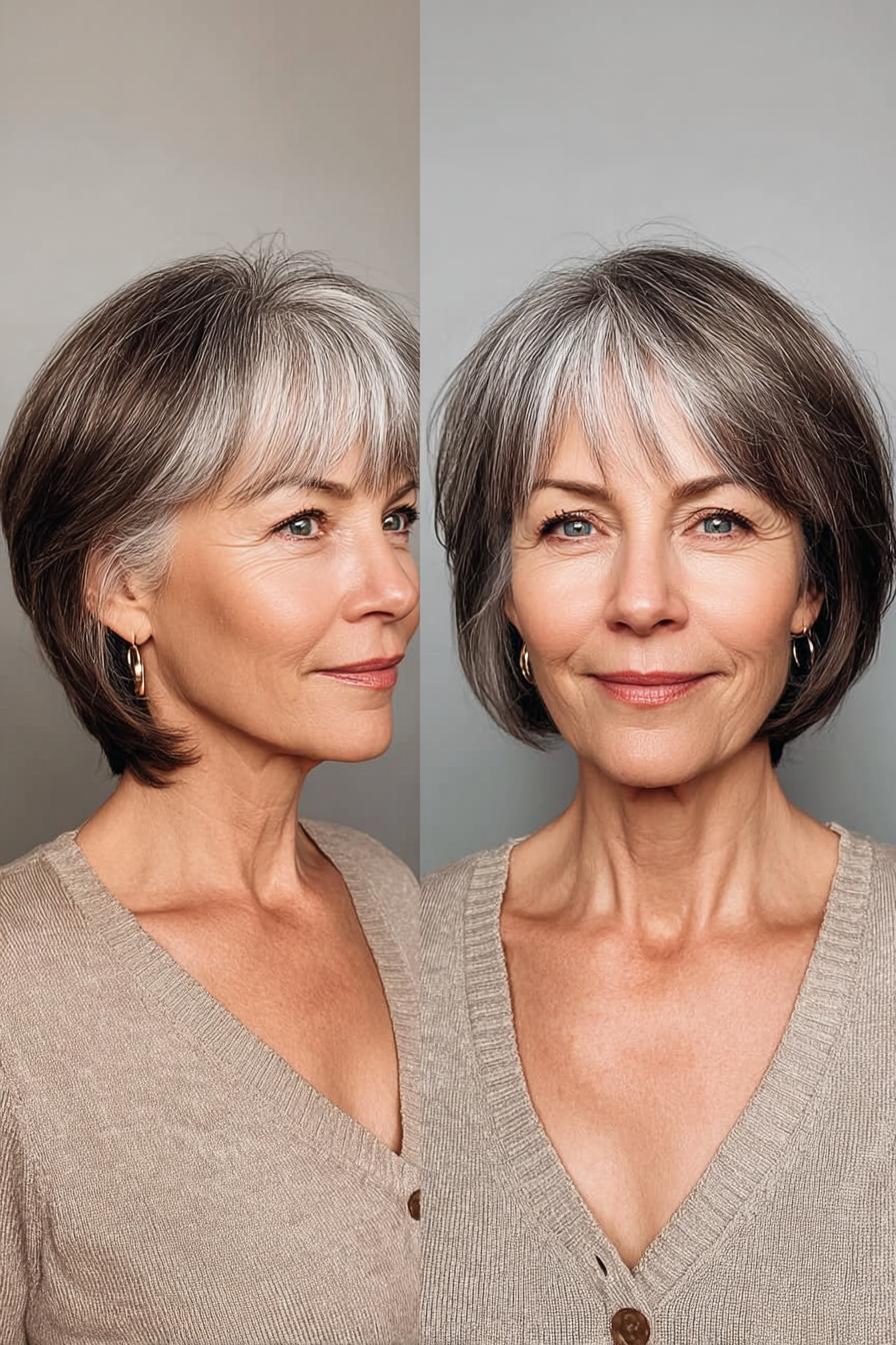 Soft Silver Layered Bob
