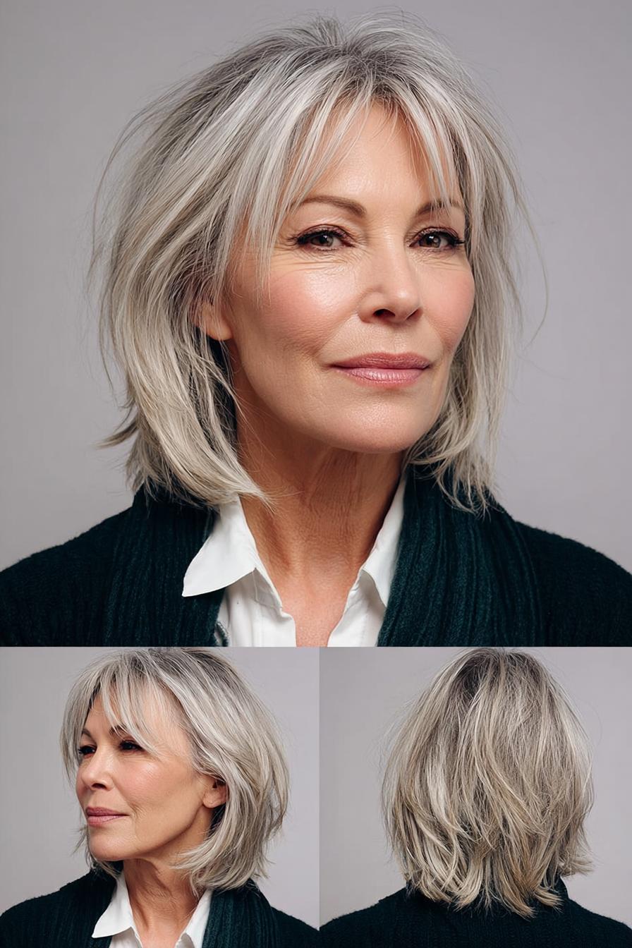 Soft Silver Layered Bob