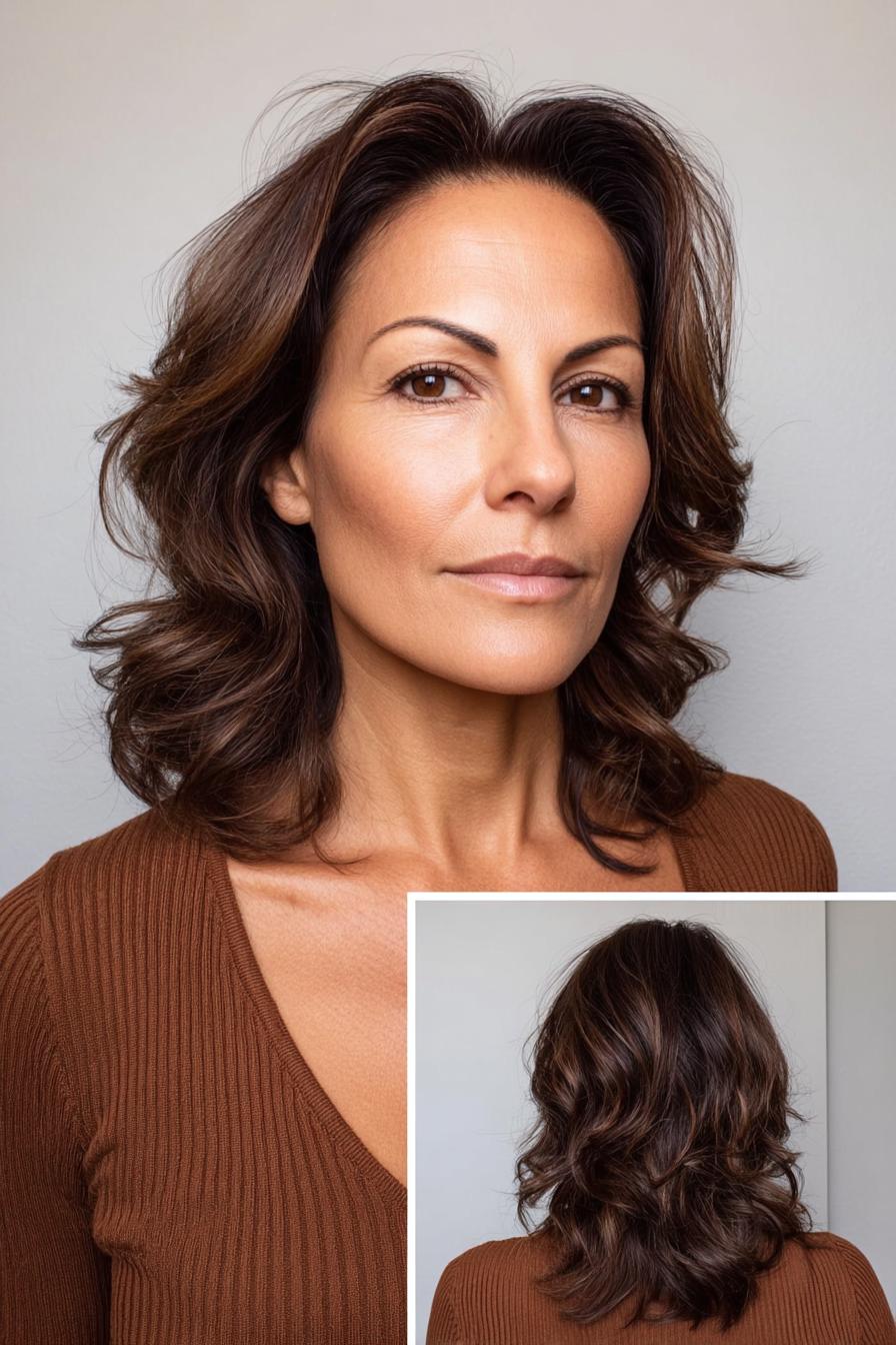 Sunlit Brunette Wavy Layers