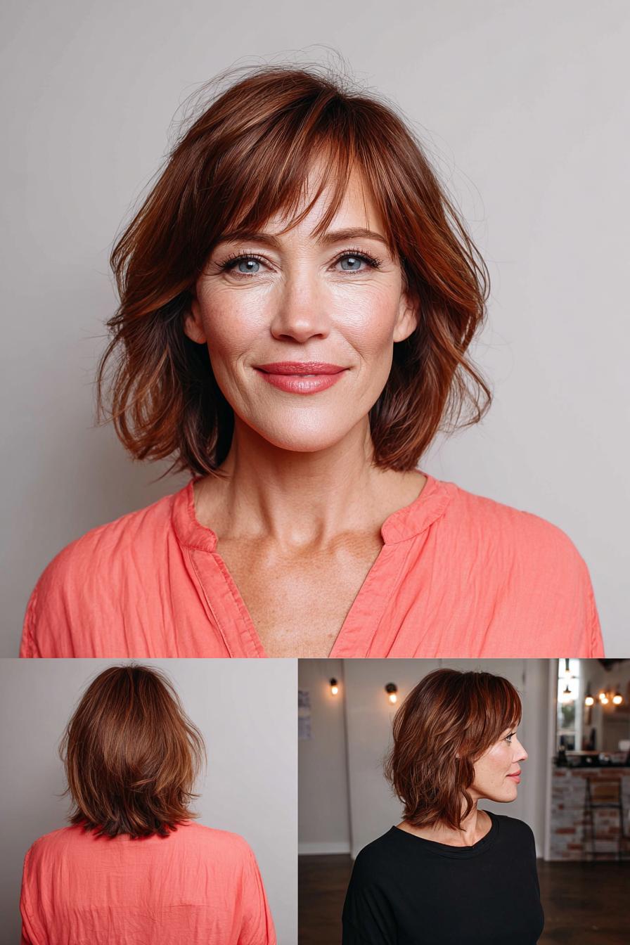 Warm auburn layered waves